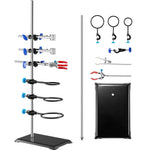 Amocart Lab Stand Support Laboratory Retort Support Stand Set Steel Lab Stand 23.6" Rod and 8.3" x 5.3" Cast Iron Base w/ Clamp