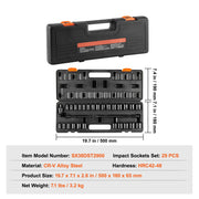 Load image into Gallery viewer, Amocart 3/8" Drive Impact Socket Set 29 Pcs Shallow Socket SAE 3/8-1" and Metric 8-22mm 6Point CR-V Alloy Steel for Auto Repair
