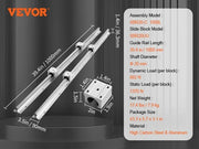 Load image into Gallery viewer, Amocart 2PCS Linear Guide Rails SBR12 SBR16 SBR20 800-2200mm &amp; 4PCS UU Bearing Blocks Smooth Motion for DIY Mills CNC Parts
