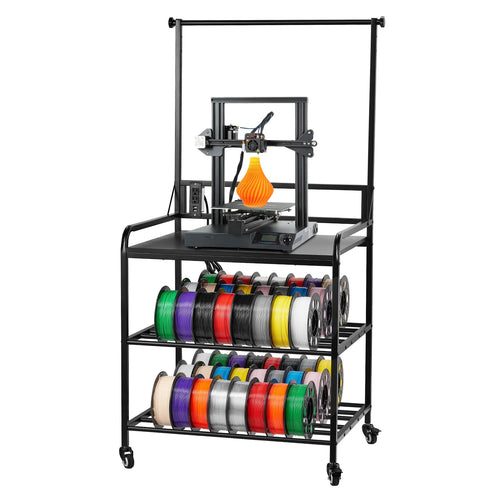SucceBuy 3-Tier 3D Printer Filament Storage Rack with Wheels Filaments Organzied Printer Stand for 3D Printing Station Office