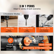 Load image into Gallery viewer, Amocart 1600W Rotary Hammer Drill Max Drilling 42mm 3 Modes Max Corded Demolition Chipping Metal Concrete Breaker Jackhammer
