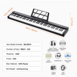 Amocart 88 Key Digital Piano Keyboard Semi Weighted Keys Full Size Electric Portable Keyboard Piano Set 1000Tones for Beginners