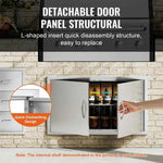 【Premium】Amocart BBQ Access Door Double Outdoor Kitchen Stainless Steel Flush Mount Door for BBQ Island Grilling Station Outsid