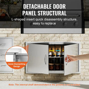 Charger l'image dans la visionneuse de galerie, 【Premium】Amocart BBQ Access Door Double Outdoor Kitchen Stainless Steel Flush Mount Door for BBQ Island Grilling Station Outsid
