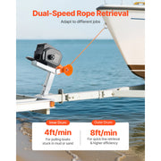 Load image into Gallery viewer, SucceBuy 2000lbs Electric Boat Winch 12V DC 300W with Wired Remote Control Hand Crank Reversible Electric Trailer Winch for Boat - AMOCART
