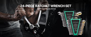 Load image into Gallery viewer, Amocart Combination Wrench Set 24/30-Piece Ratcheting Wrench Set with Organizer Rack Cr-V Steel Wrench Set SAE  Metric
