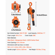 Load image into Gallery viewer, SucceBuy Manual Lever Chain Hoist 1-1/2T / 3T / 6T  Capacity Come Along 10FT/ 20FT Lift G80 Alloy Steel Chain 360°Rotating Hooks - AMOCART
