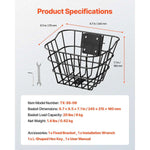 SucceBuy Front Bike Basket Electric Scooter Basket - Max Bearing 20 lbs Construct from Solid Steel Kids / Adults Bicycle Basket