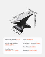 Amocart Single Horn Anvil Cast Steel Anvil High Hardness Rugged Round Horn Anvil for Blacksmiths Stable Base Metal Working Tool