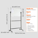 Amocart Rolling Magnetic Whiteboard Double-Sided Mobile Whiteboard 360° Reversible Adjustable Height Dry Erase Board for School
