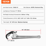 Load image into Gallery viewer, SucceBuy Pipe Wrench 18"Aluminum Straight Pipe Wrench Automatic Jaw Adjustment Adjustable Plumbing Wrench Easy to Carry for Pipe - AMOCART
