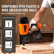 Bild in Galerie-Viewer laden, SucceBuy Coil Siding Nailer CN65 CN55 CN70 CN83 CN90 Pneumatic Siding Nail Gun Pallet Making Coil Nailer 70-120PSI Air Nailer
