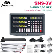 Load image into Gallery viewer, SNS-3V Display Milling Lathe Machine DRO Digital Readout AC110V/220V and 3 Pieces 0-1000mm Linear Scale Displacement Encoder
