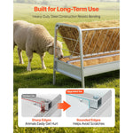 SucceBuy Livestock Hay Feeder 2 in 1 80-Gal Capacity 57.9" Long Goat Pasture Feeding Deeper Feeding Pan for Sheep Sheds Farms