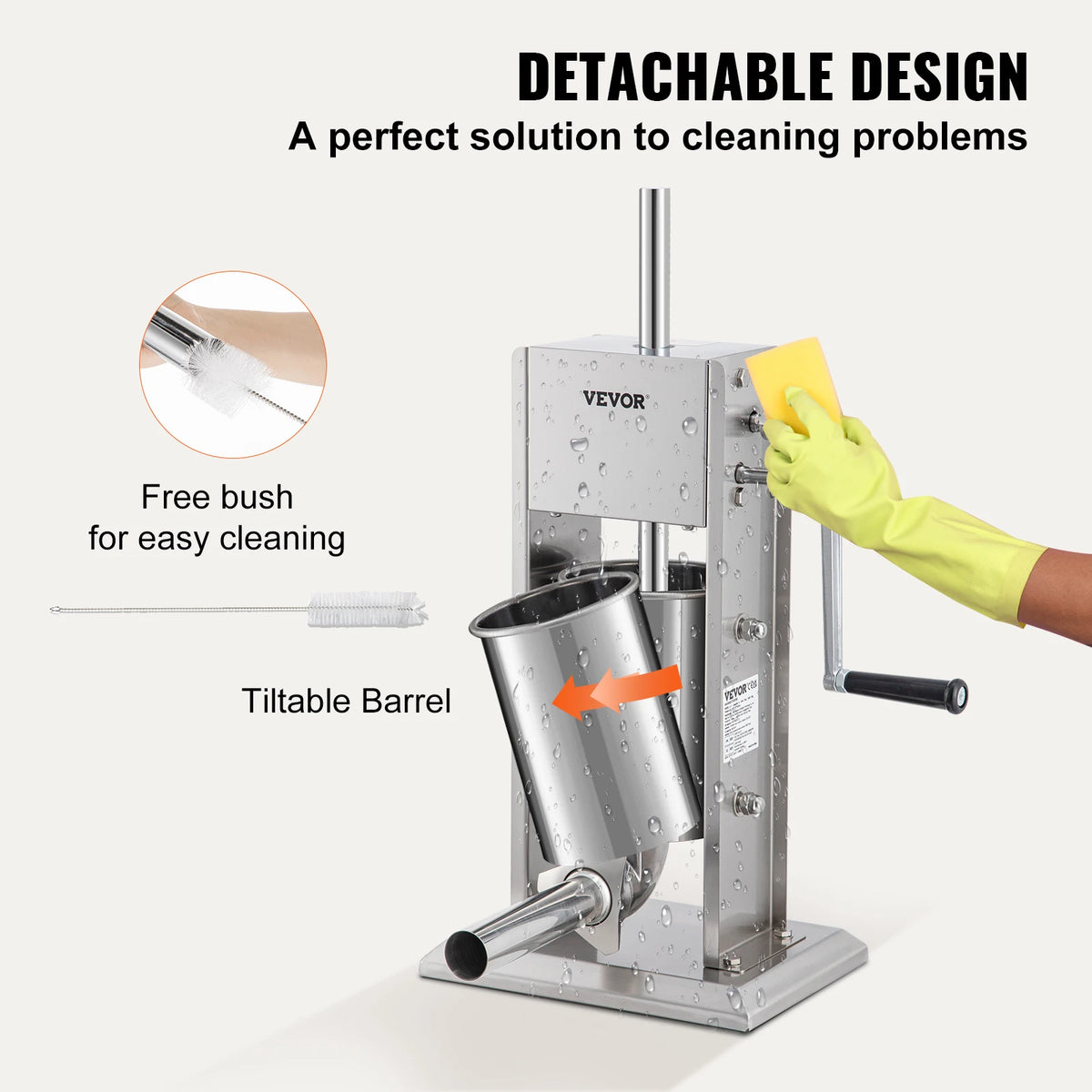 SucceBuy Manual Sausage Stuffer 5LBS/3L Capacity Two Speed 304 Stainless Steel Vertical Sausage Stuffer Sausage Filling Machine