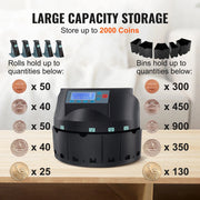 Load image into Gallery viewer, SucceBuy 230/300 Coins/Min USD Coin Sorter Wrapper Professional Electric Automatic Machine LED Display for School Shop Bank Home
