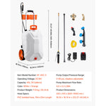 SucceBuy Battery-Powered Sprayer with Wheeled Cart Electric Weed Sprayer Adjustable Lawn Sprayers with Wheels Nozzles & Hose