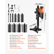 Load image into Gallery viewer, SucceBuy Diamond Core Drilling Machine Stand-Mount Dry and Wet Concrete Core Drill Rig with Bits UNC1 1/4-7 Thread for Concrete
