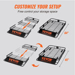 SucceBuy Roof Rack Cargo Basket 46"x 36" x 4.5"/64" x 39" x 6" Rooftop Cargo Carrier Heavy-duty 200 LBS Capacity Universal Roof