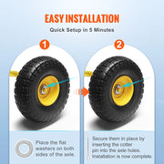 Load image into Gallery viewer, Amocart 2-Pack Solid PU Run-Flat Tire Wheel 10" Flat Free Tubeless Tires and Wheels for Dollies Garden Trailers Various Carts
