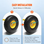 Amocart 2-Pack Solid PU Run-Flat Tire Wheel 10" Flat Free Tubeless Tires and Wheels for Dollies Garden Trailers Various Carts