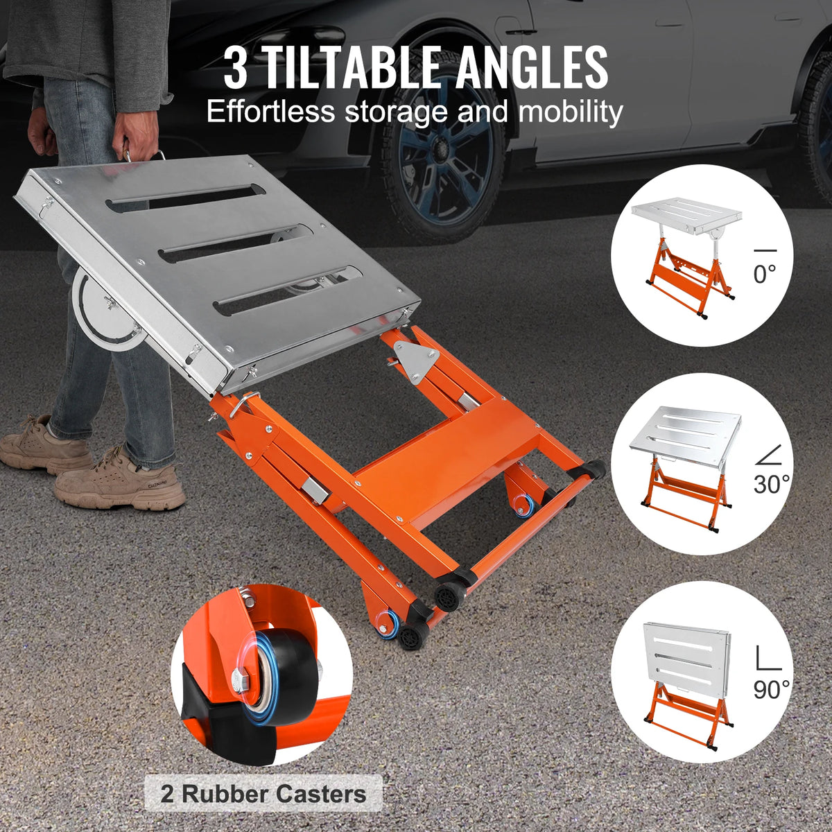 SucceBuy 18/20/24Inch Foldable Welding Table  Steel Table Top Auxiliary Welding Tool Flexible Height Portable Workbench for Work