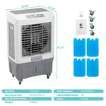 Portable Swamp Cooler w/Wheels, 4118 CFM Evaporative Air Cooler w/ 13.2 Gallon Water Tank, 3-in-1 Cooling Fan with, Customized