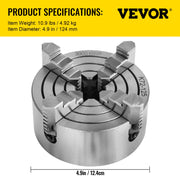 Load image into Gallery viewer, SucceBuy 4-Jaw Lathe Chuck K72-125 125 mm / K72-100 100 mm  Reversible Jaw Metal Lathe Chuck Turning Machine Accessories - AMOCART
