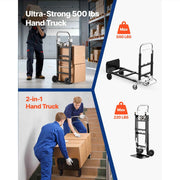 Bild in Galerie-Viewer laden, SucceBuy 2 in 1 Folding Hand Truck 500lb Load Capacity for 4-Wheel Mode Convertible Hand Truck Dolly with Wheels for Moving Home
