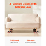 SucceBuy 4PCS Furniture Dolly 1200Lbs/3474Lbs Fridge Movers with5 360° Rotation Wheels&Lift Slider Tool Set for Appliances Sofa