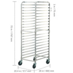 Amocart 20-Tier Sheet Bun Pan Rack Commercial Bakery Rack with Wheels Aluminum Racking Trolley for Kitchen Restaurant Cafeteria