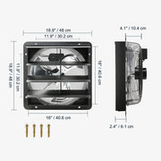 Charger l'image dans la visionneuse de galerie, SucceBuy Extracteur d'air avec persiennes Moteur AC/EC Réglable 10 vitesses Montage mural Ventilation et refroidissement de grenier pour Serres Garages
