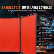 Load image into Gallery viewer, Amocart Welding Screen with Frame 6' x 6' 3 Flame-Resistant Vinyl Welding Protectionon 12 Swivel Wheels for Workshop Red/Green
