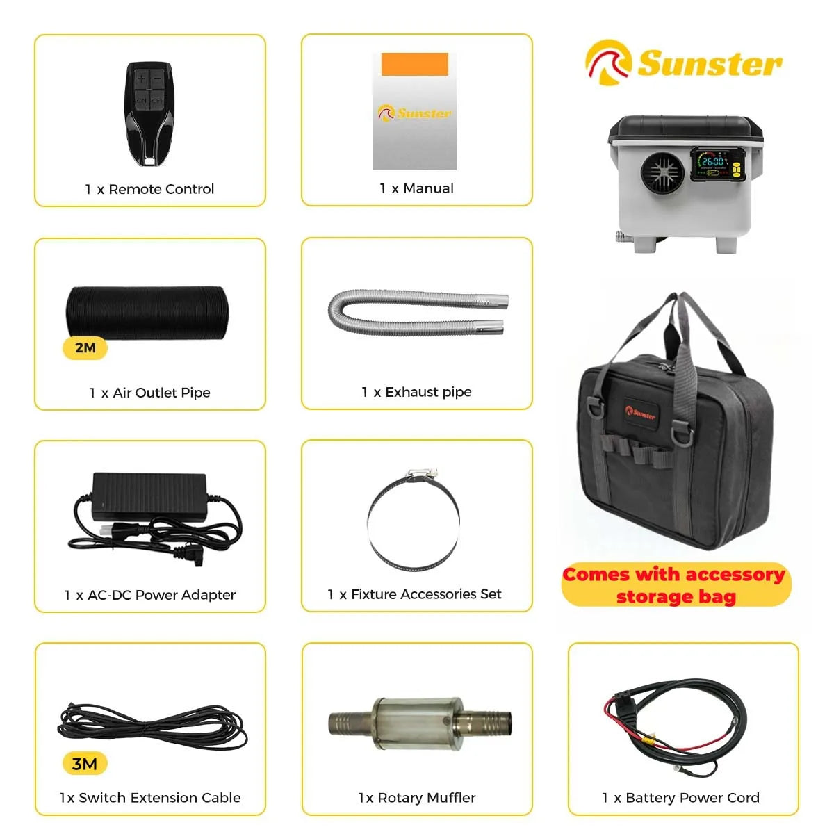 8KW 12V/24V/230V Toolbox Diesel Air Heater Quiet Night Heater W/Power Adapter/Constant Temperature/LCD Panel For Motorhome Truck Amocart
