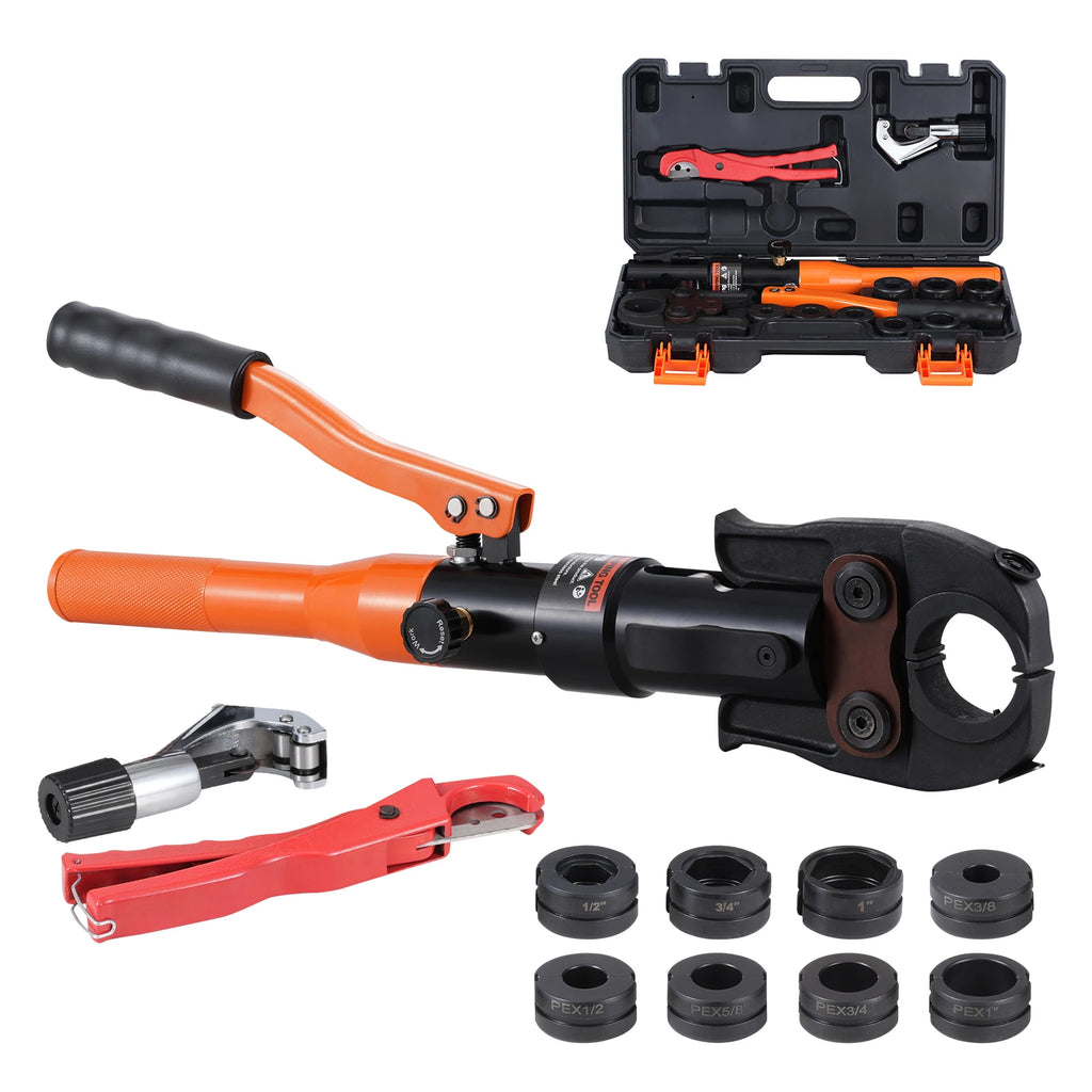 SucceBuy Copper Pipe Crimping Tool Hydraulic Driven Press Tool with 3/8" 1/2" 5/8" 1" Jaws for ASTM F1807 Pex Pipe Copper Ring