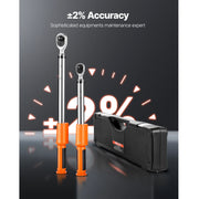 Load image into Gallery viewer, SucceBuy Digital Torque Wrench Set 2 Pieces1/2 3/8 Inch Drive 72-Tooth ±2% Torque Wrench w/Preset Value Buzzer LED Motorcycle - AMOCART
