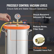Load image into Gallery viewer, SucceBuy 3/5 Gal Upgraded Tempered Glass Lid Vacuum Degassing Chamber 304 Stainless Steel for Stabilizing Wood, Resin Degassing

