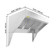 Load image into Gallery viewer, SucceBuy 4/5/6/7/8/9FT Commercial Exhaust 201 Stainless Steel Concession Hood Under Cabinet Range Hood Kitchen Vent Hood Sliver
