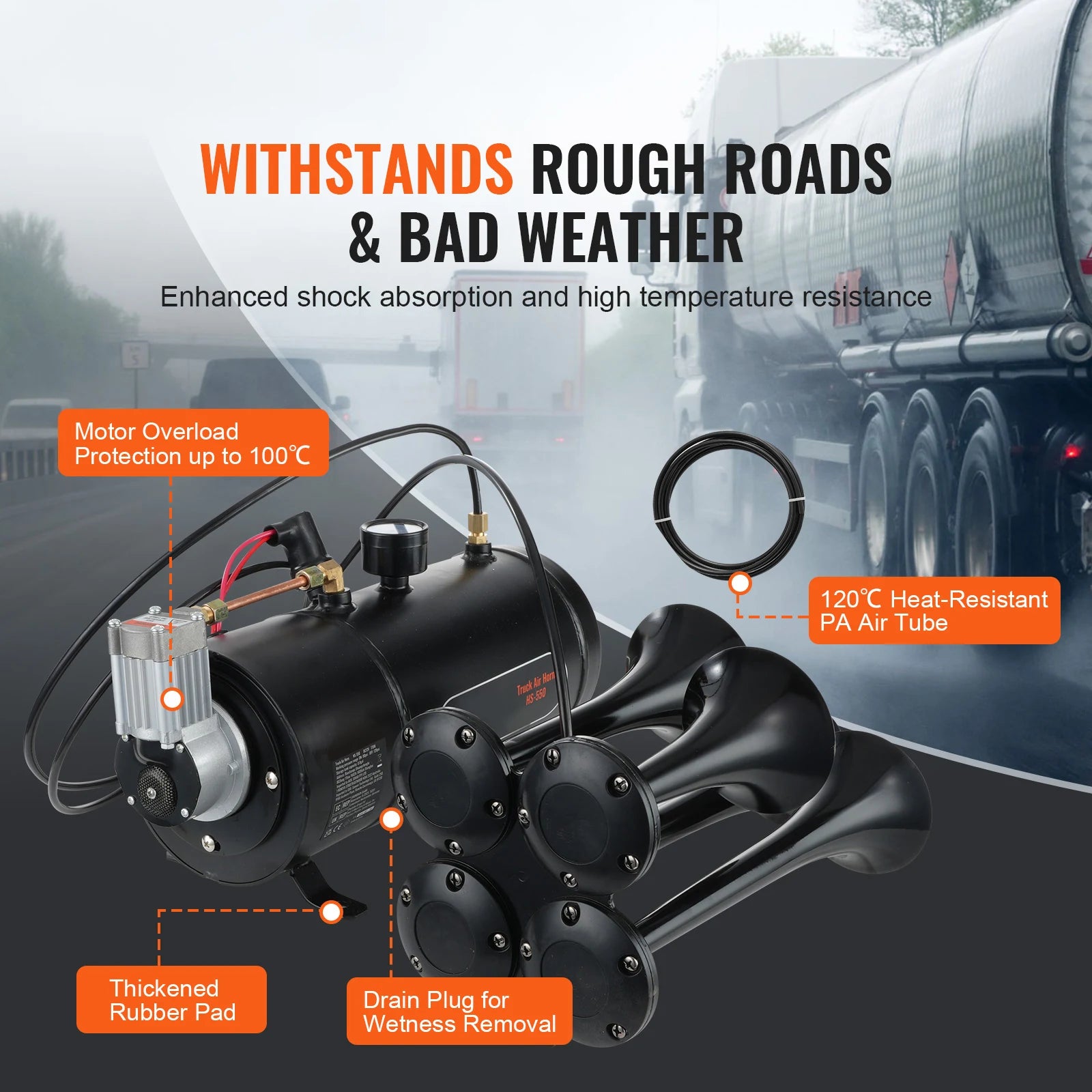 SucceBuy 12V Air Compressor with Tank 0.8 Gal/3L Train Horn Air Compressor 120psi Working Pressure Onboard Air Compressor System