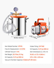 Load image into Gallery viewer, SucceBuy 1.5 / 3 / 5 Gallon Vacuum Chamber &amp; 3.5CFM Single Stage Pump Kit with 4.92ft Hose for Degassing Resin Silicone Epoxies
