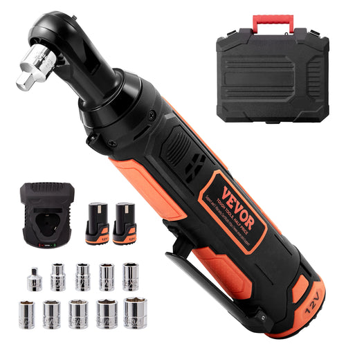 Amocart 3/8  Cordless Electric Ratchet Wrench Set 12V 33 Ft-lbs Power Ratchet Tool Kit 45-Min Fast Charge 2-Pack 2.0Ah Battery
