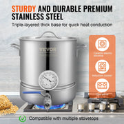 Load image into Gallery viewer, Amocart Stainless Steel Kettle 5 GALLON Brewing Pot Tri Ply Bottom for Beer Brew Kettle Pot Home Brewing Supplies Includes Lid
