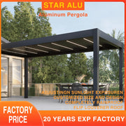 Load image into Gallery viewer, Customized Waterproof Sunshade Glass Sliding Outdoor Pergola Aluminum Motorized Louvered Pergola with Motorized Roof
