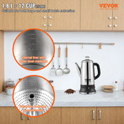 Charger l'image dans la visionneuse de galerie, SucceBuy Cafetière à Perc Moka Électrique 12 Tasses en Acier Inoxydable 304 avec Fonction Maintien au Chaud
