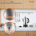 Amocart 12-Cup Electric Percolator Coffee Pot 304 Stainless Steel Coffee Percolator with Keep Warm Function