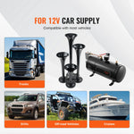 SucceBuy Train Horns Kit, 4 Trumpet Air Horn Kit, 150dB Train Horns for Pickup Trucks 12V 120 psi Air Compressor for Truck Train