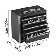 Load image into Gallery viewer, SucceBuy 5-Drawer 8.6in Metal Tool Box Red/Black Portable Small Tool Chest with PP Feet Pads for Garage Workshop Tools Storage
