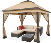 Load image into Gallery viewer, Gazebo 3.3x3.3m Waterproof Stable Pop Up Folding Gazebo, Adjustable Garden Gazebo with 4 Mosquito Net Side Panels &amp; Double Roof
