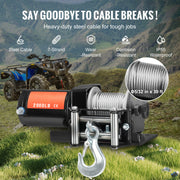 Bild in Galerie-Viewer laden, Amocart 2000lbs Electric Car Winch ATV/UTV Steel Cable Winch with Wired Remote Control for Towing Off-Road Vehicle Jeep Truck
