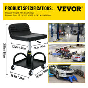 Load image into Gallery viewer, Amocart Rolling Garage Stool Car Detailing Stool Adjustable Height Mechanic Seat With Tool Tray Workshop Auto Repair Shop Stool
